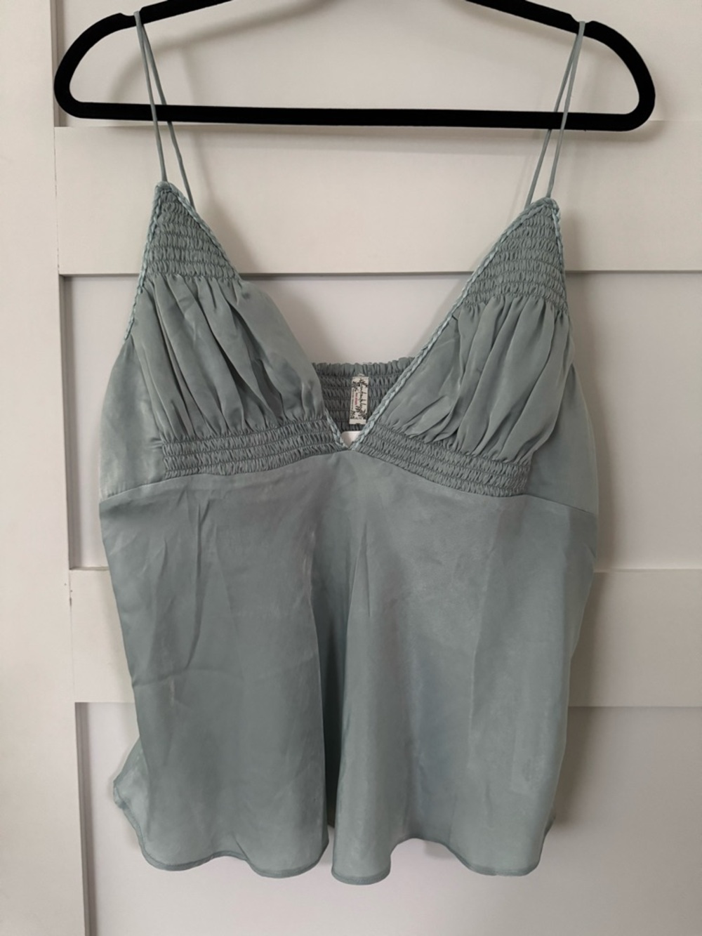 Free People Light Blue Satin Cami Tank Top